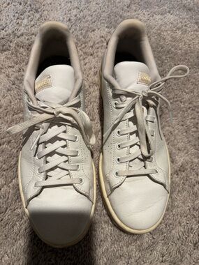 adidas White Sneakers with leopard Heel Accents